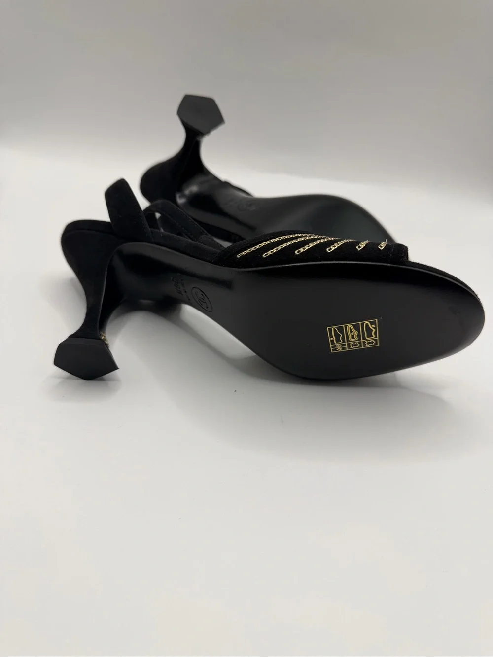 CHANEL black suede